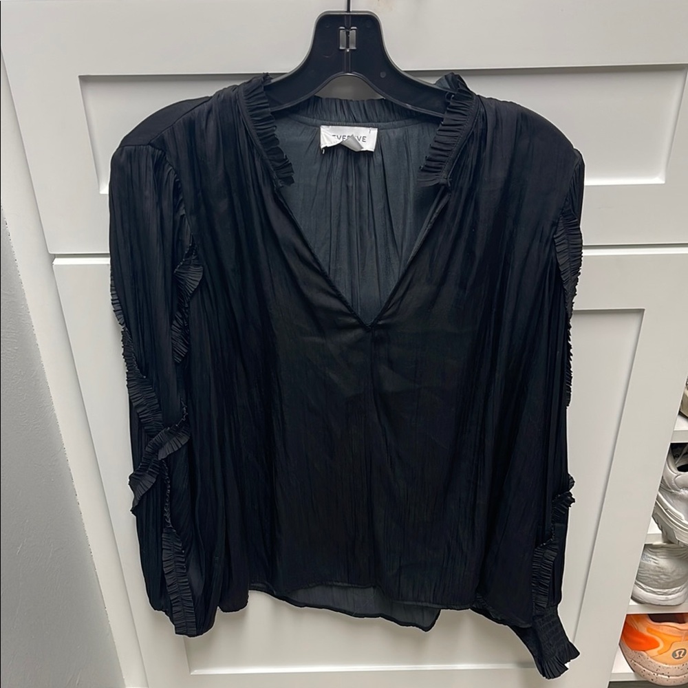 Elegant Black Ruffled Women's Top